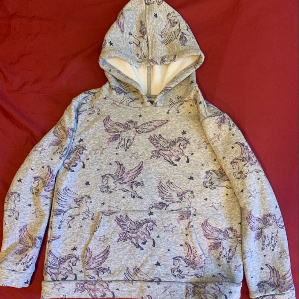 Girls unicorn hooded pullover sweatshirt